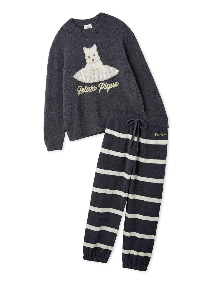 Unisex Airy Moco Playful Dog Jacquard Pullover & Long Pants Set sold by Gelato Pique product image thumbnail 3