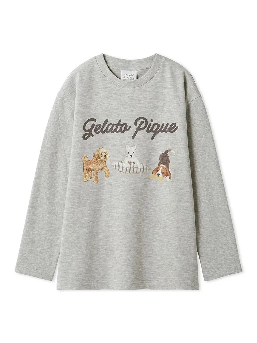 Unisex Playful Dog Printed Long-sleeved T-shirt sold by Gelato Pique product image thumbnail 2