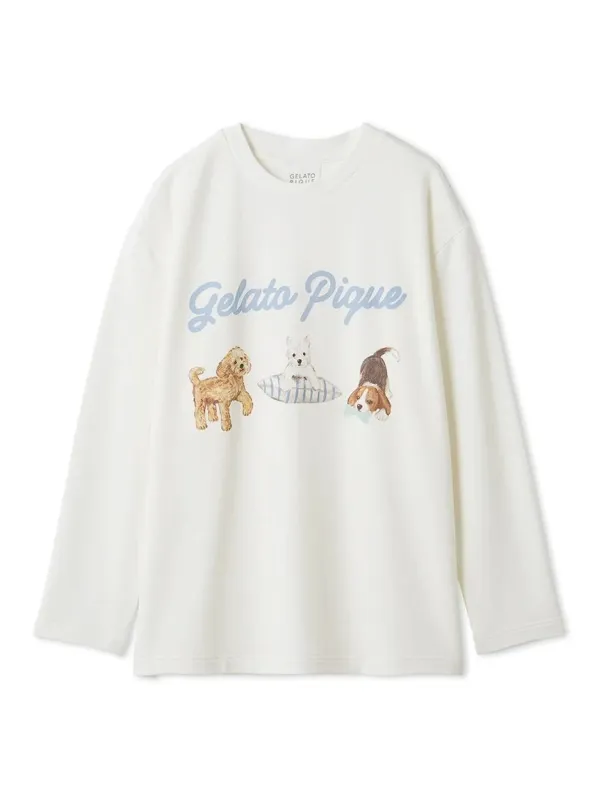 Unisex Playful Dog Printed Long-sleeved T-shirt made by Gelato Pique