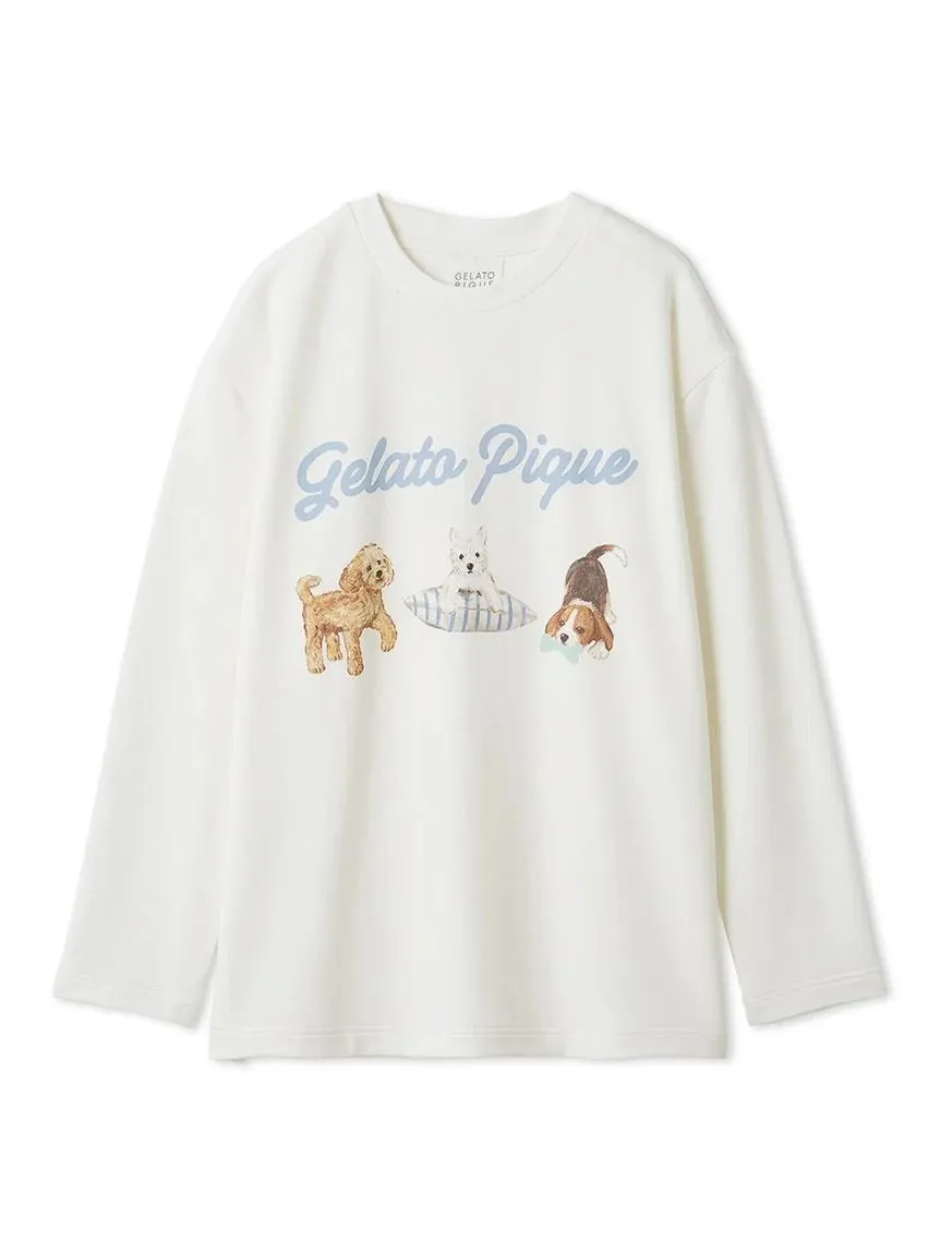 Unisex Playful Dog Printed Long-sleeved T-shirt sold by Gelato Pique