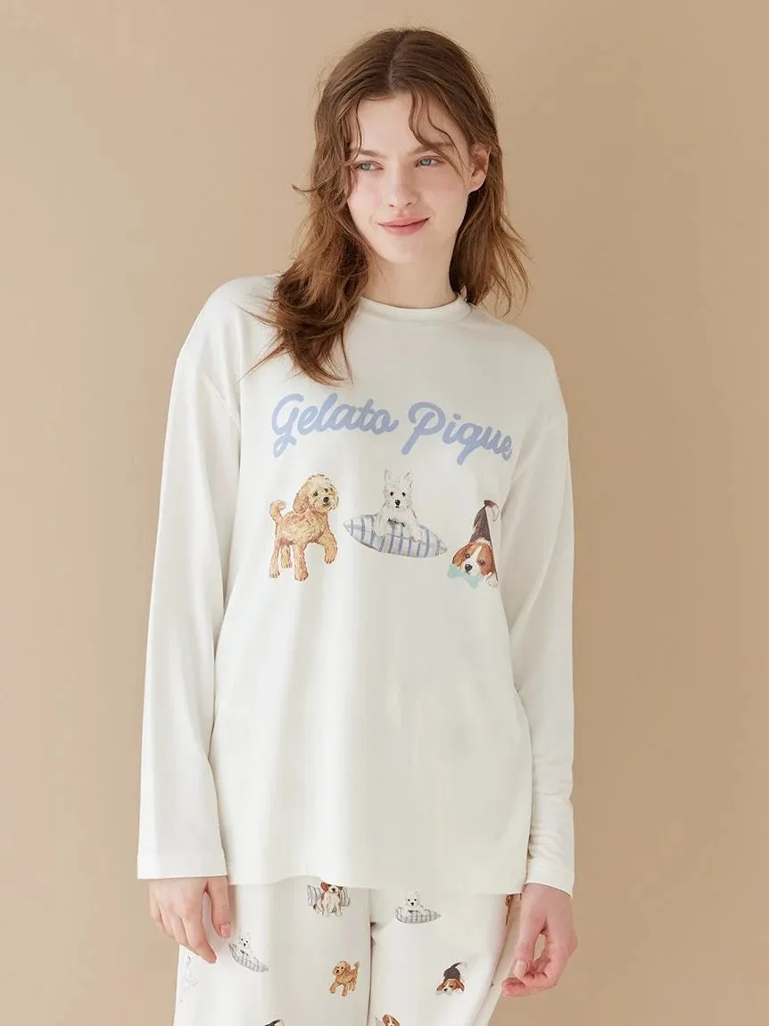 Unisex Playful Dog Printed Long-sleeved T-shirt sold by Gelato Pique product image thumbnail 5
