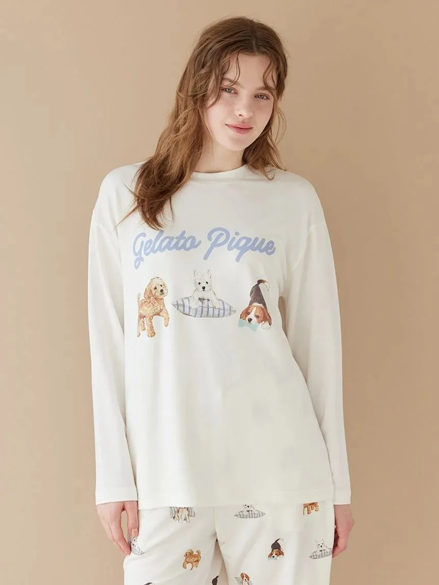 Unisex Playful Dog Printed Long-sleeved T-shirt sold by Gelato Pique product image thumbnail 3