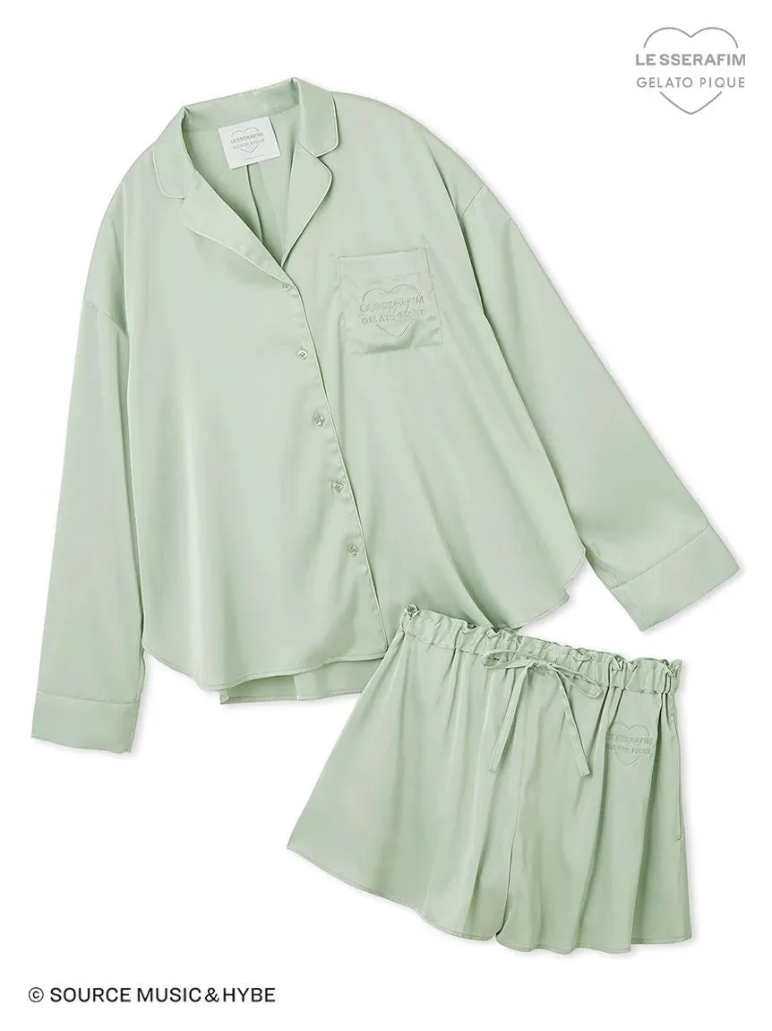 *LE SSERAFIM* Satin Shirt & Shorts Loungewear Set sold by Gelato Pique product image thumbnail 3