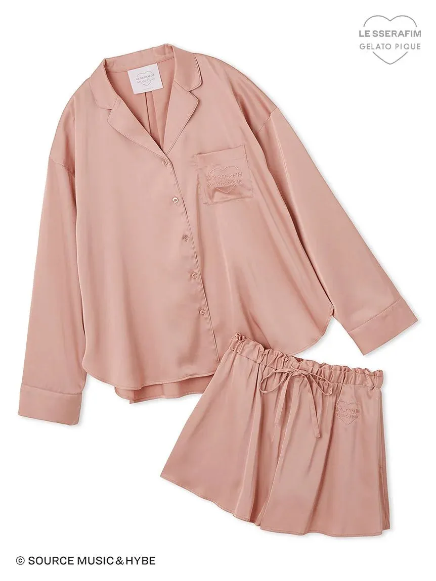 *LE SSERAFIM* Satin Shirt & Shorts Loungewear Set sold by Gelato Pique