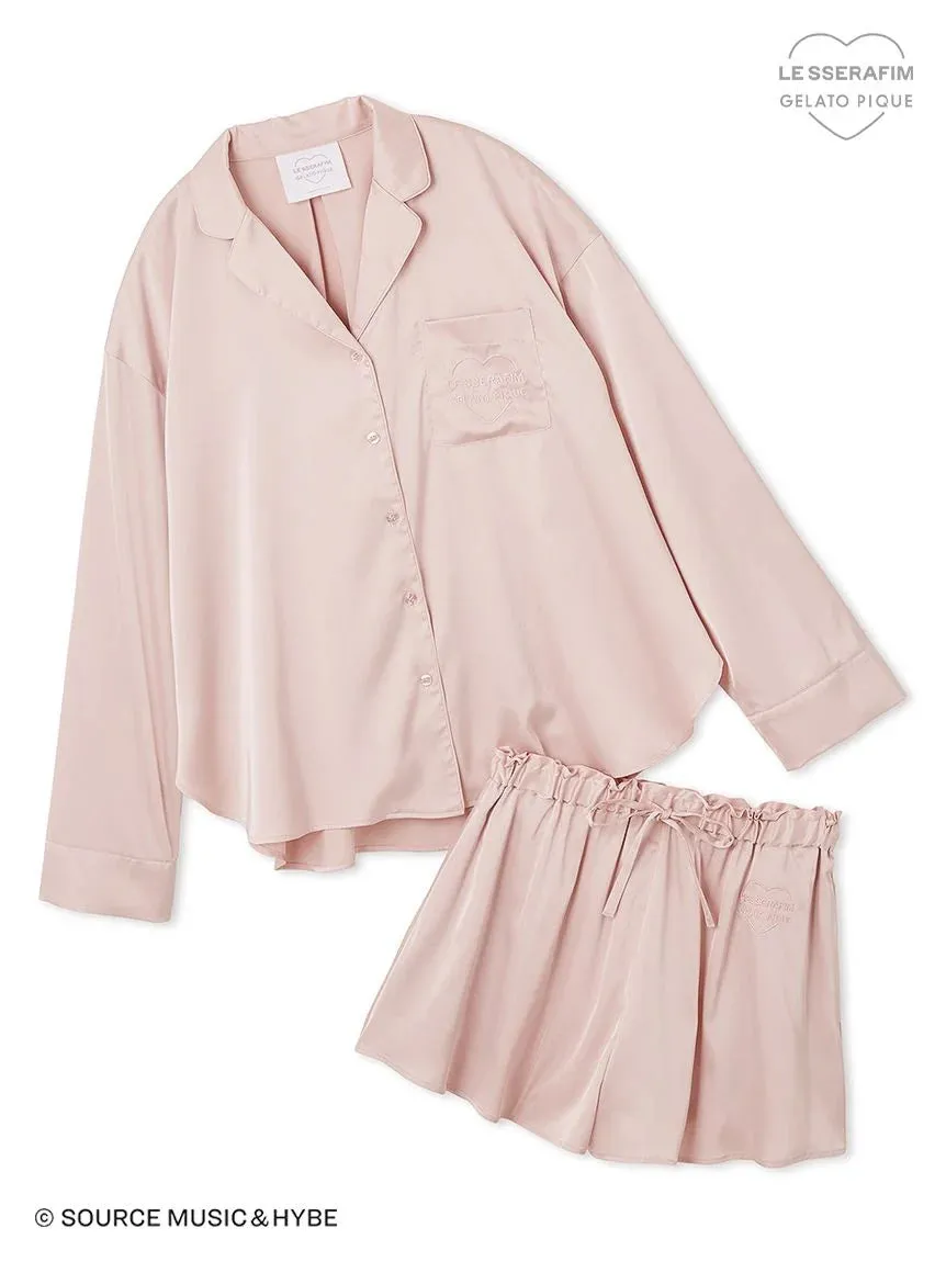 *LE SSERAFIM* Satin Shirt & Shorts Loungewear Set sold by Gelato Pique product image thumbnail 4