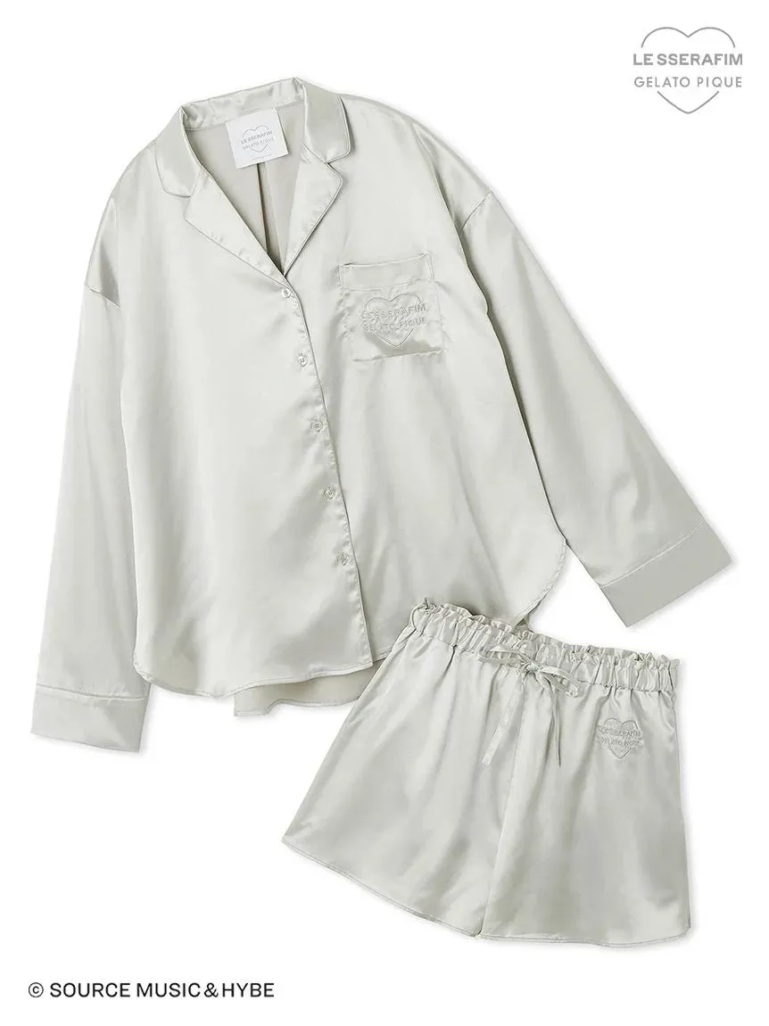 *LE SSERAFIM* Satin Shirt & Shorts Loungewear Set sold by Gelato Pique product image thumbnail 2