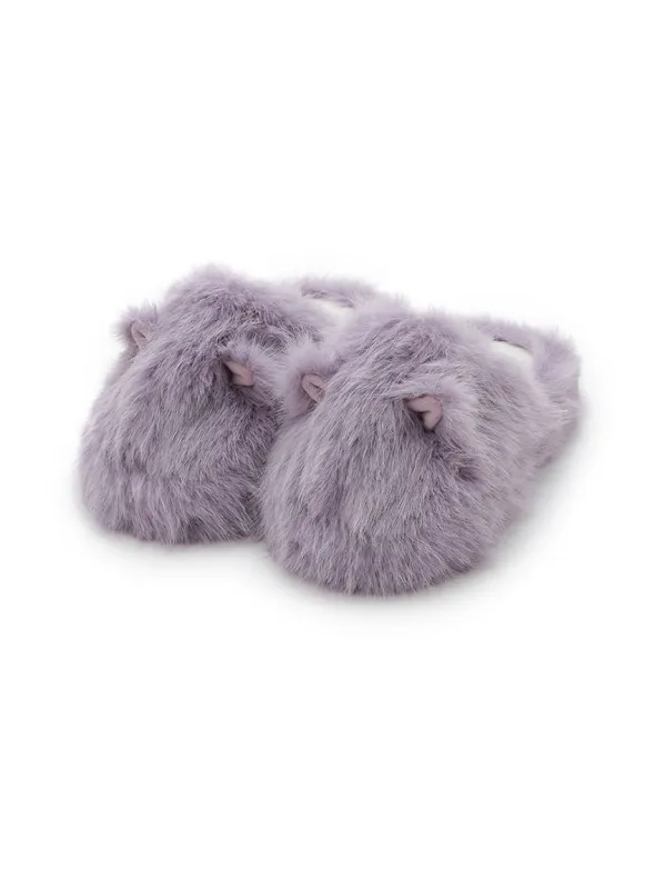 Black Cat Fur Room Shoes made by Gelato Pique