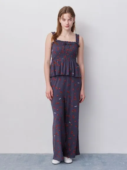 Cool Rayon Cherry Camisole With Built-in Cup & Long Pants Set sold by Gelato Pique product image thumbnail 5