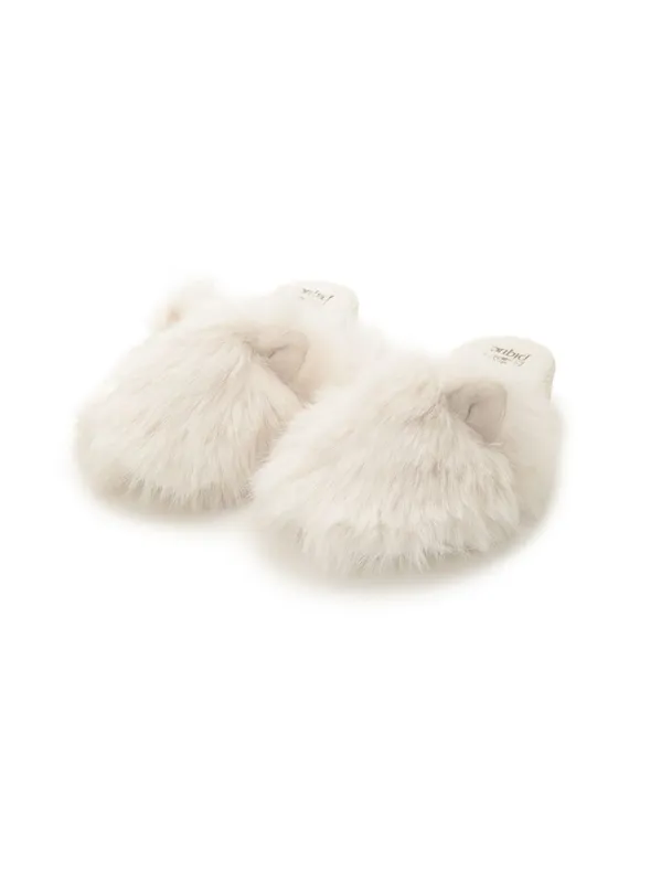Cat Ear Fur Room Shoes made by Gelato Pique