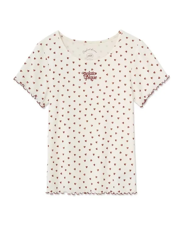 Tuck Stitch Heart T-shirt made by Gelato Pique