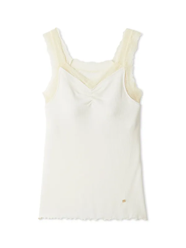 Cool Ribbed Fabric Tank Top With Built-in Bra made by Gelato Pique