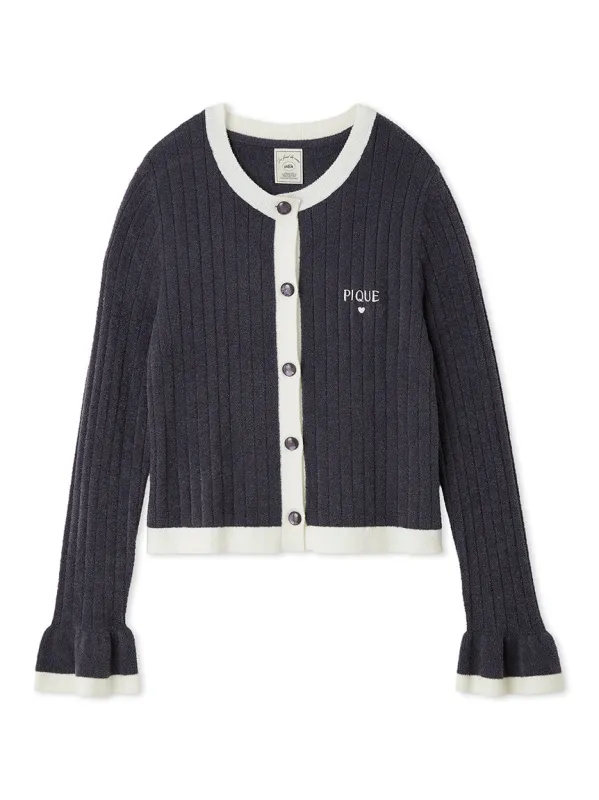 Smoothie Rib Logo Cardigan made by Gelato Pique