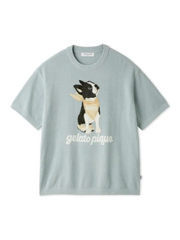 Men's Airy Moco Boston Terrier Jacquard Pullover made by Gelato Pique