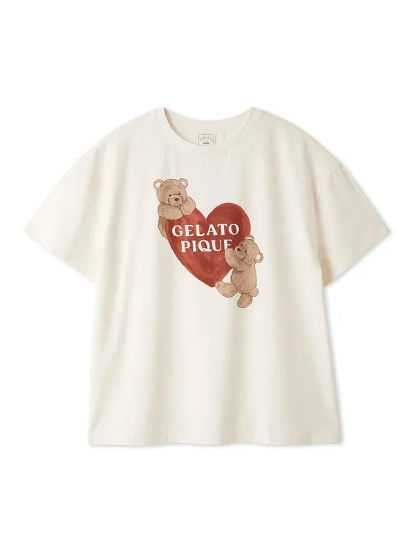 Cool-to-touch Bear Heart Printed T-shirt made by Gelato Pique