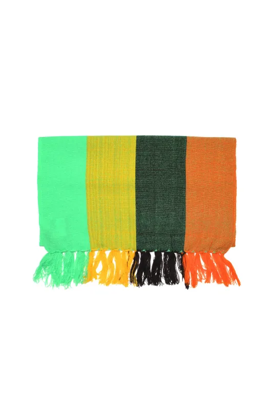 4 Color Combi Scarf - Lime x Orange [Narrow] sold by Chamula