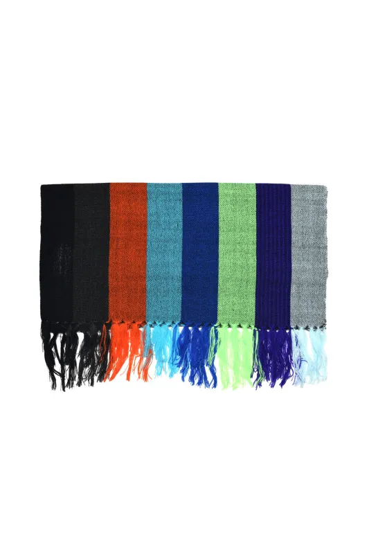 8 Color Combi Scarf - Black x Lt Green [Narrow] sold by Chamula