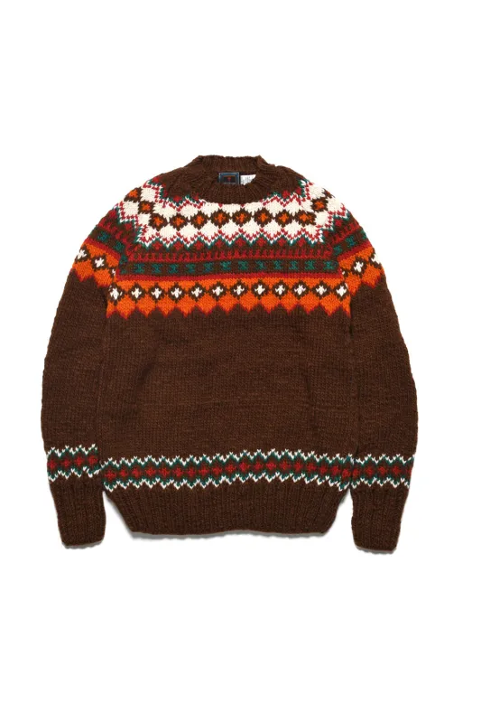 Fair Isle #3 Pullover - Brown sold by Chamula