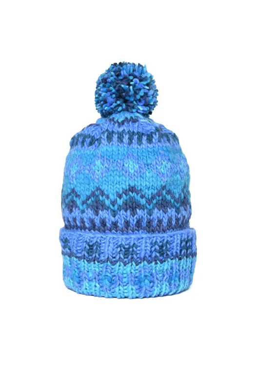 Double Cuff Cap Fair Isle #3 - Med Royal made by Chamula