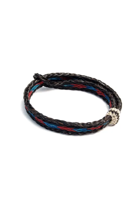 Braided Horsehair Bracelet - #17 TURQ/RED/BLK sold by Chamula