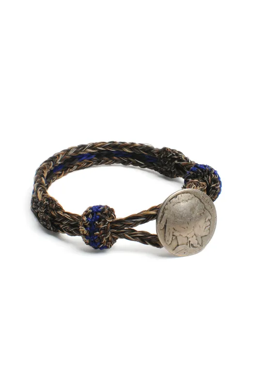 Concho Bracelet - #02 NAT/BLK X BLU made by Chamula