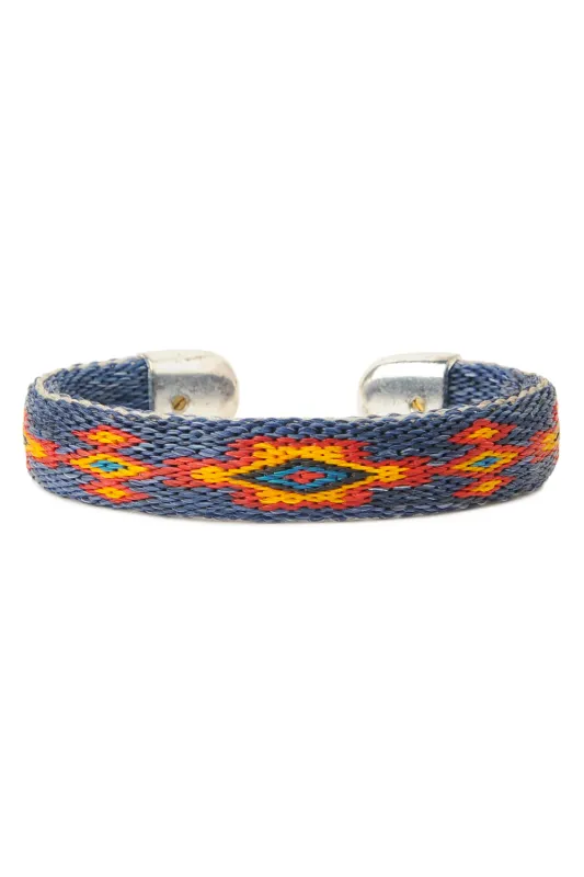 Bendable Horsehair Bracelet - LT INDIGO/ ORG X BLK X RED sold by Chamula