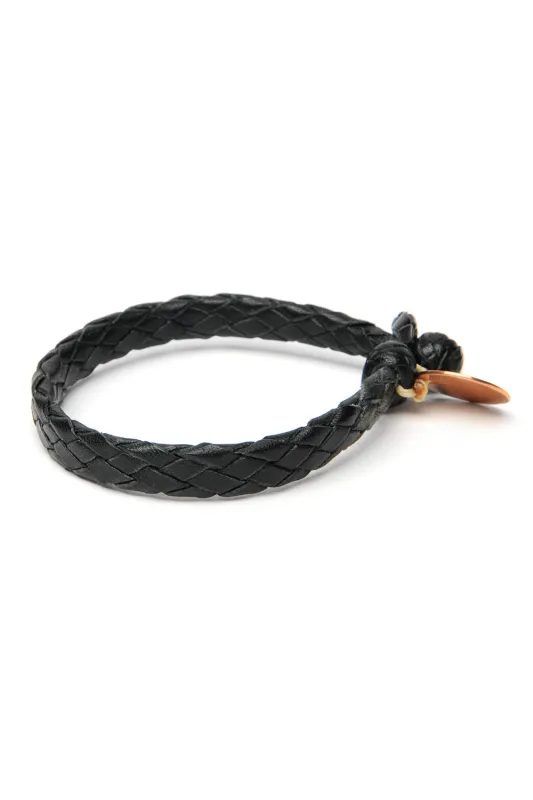 Flat Weaved Leather Bracelet - Black sold by Chamula