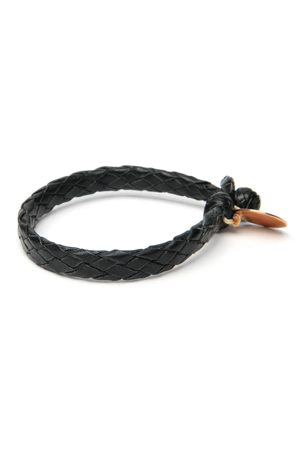 Flat Weaved Leather Bracelet - Black sold by Chamula