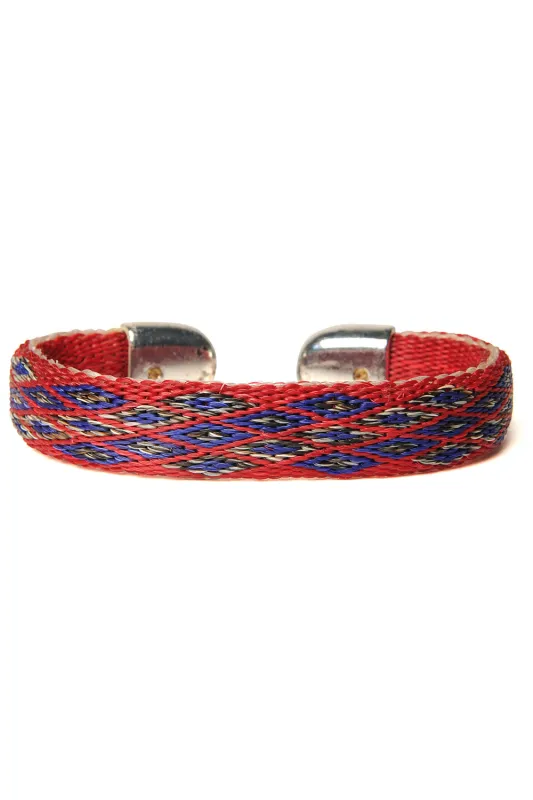Bendable Horsehair Bracelet - RED / BLU x GRY sold by Chamula
