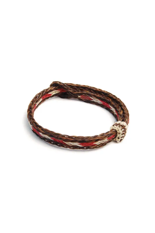 Braided Horsehair Bracelet - #24 RED/WHT/D.BWN sold by Chamula