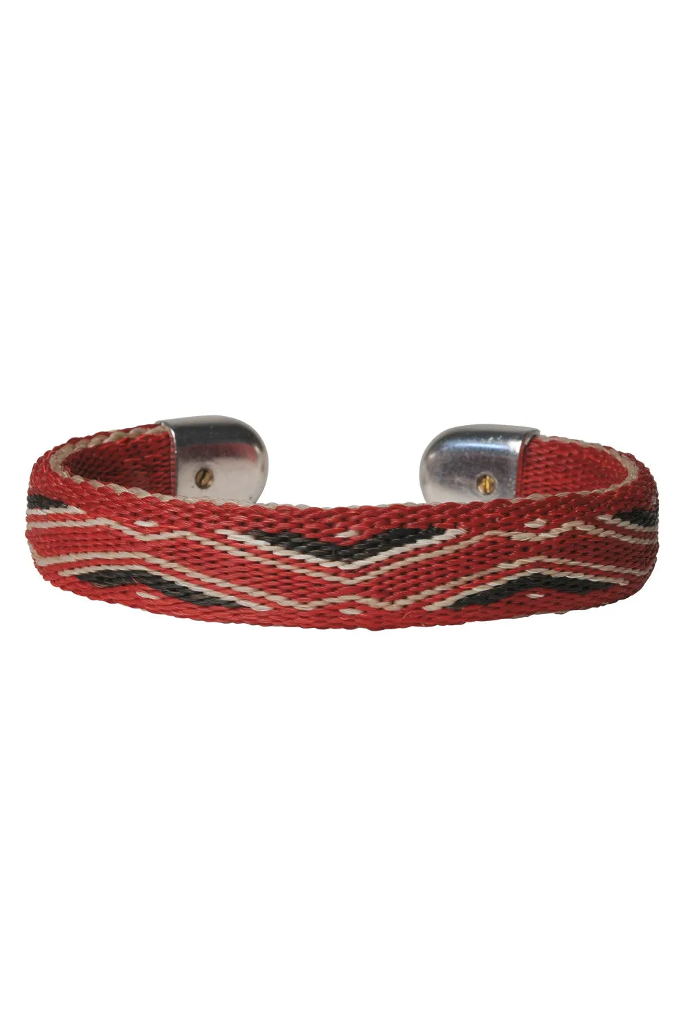 Bendable Horsehair Bracelet - RED / WHT X BLK sold by Chamula