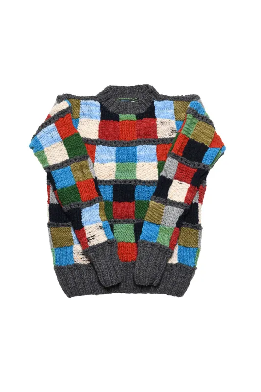 Sampler Squares Pullover - Grey sold by Chamula