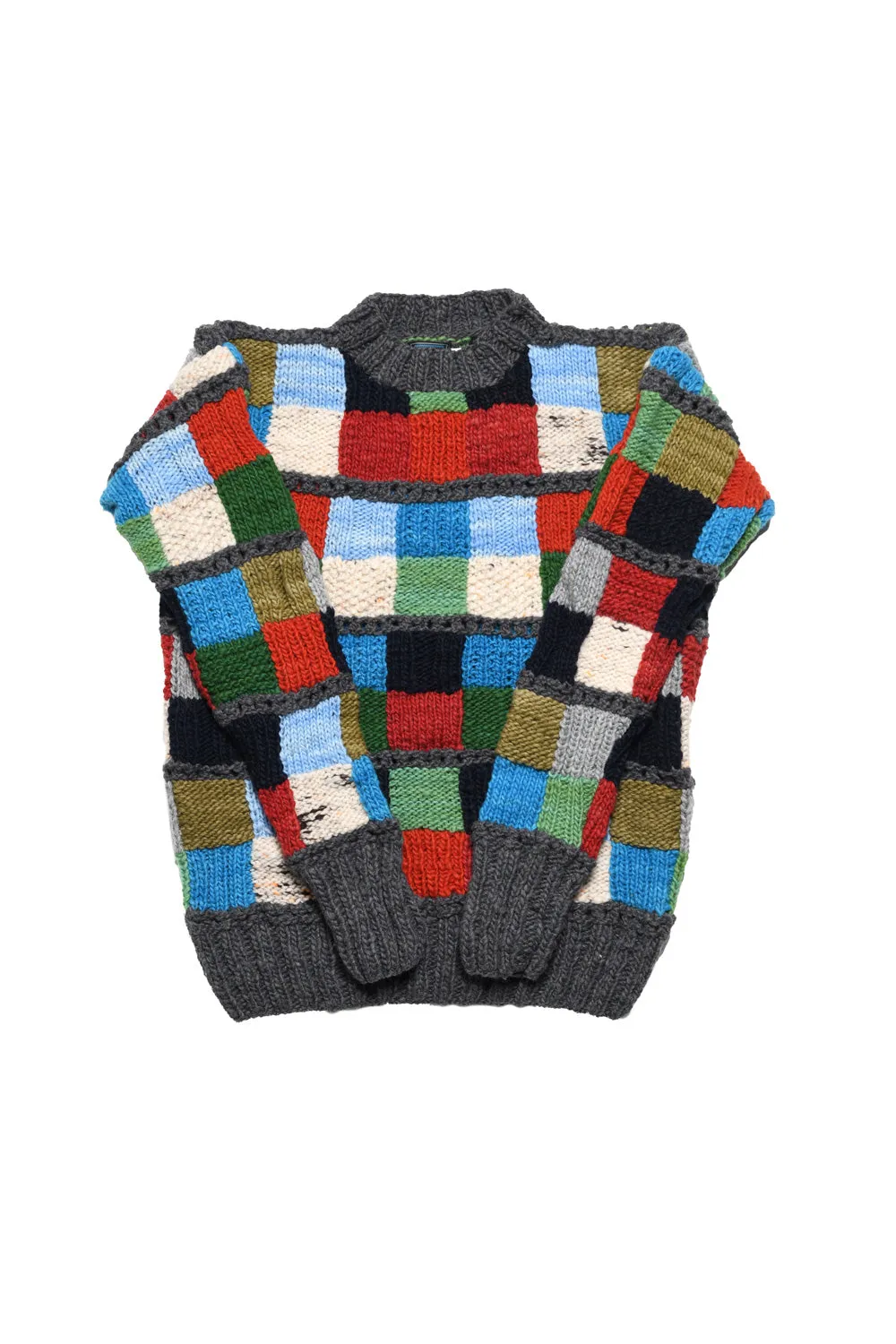 Sampler Squares Pullover - Grey sold by Chamula