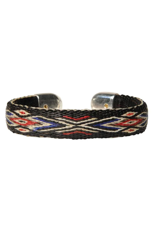 Bendable Horsehair Bracelet - BLK / WHT x RED x BLU sold by Chamula