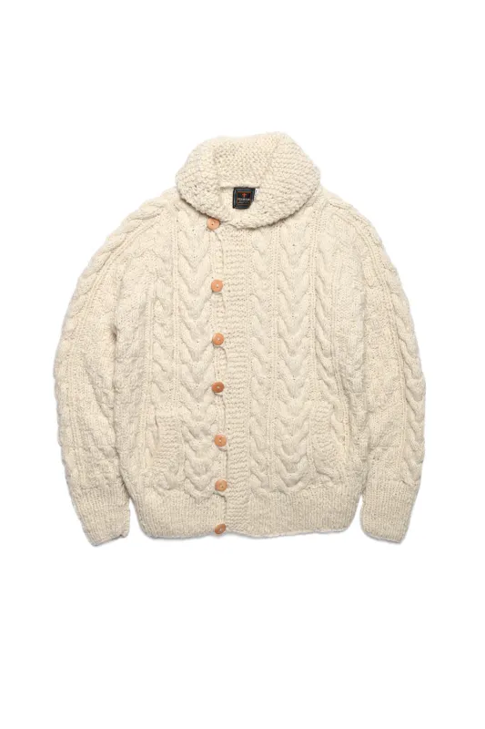 Fisherman Loop Button Cardigan - Ivory sold by Chamula