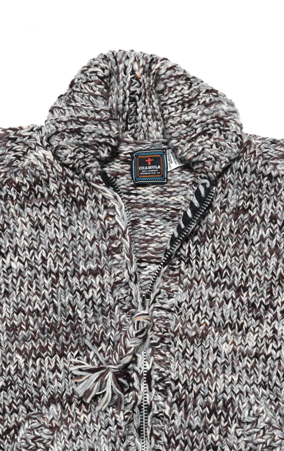 Mix #2 Heather Zipper Cardigan - Brown/Grey Mix sold by Chamula product image thumbnail 2