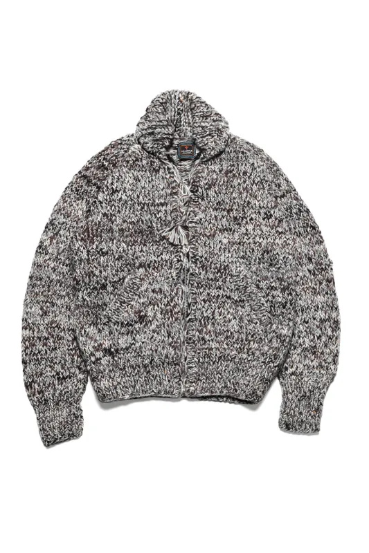 Mix #2 Heather Zipper Cardigan - Brown/Grey Mix sold by Chamula