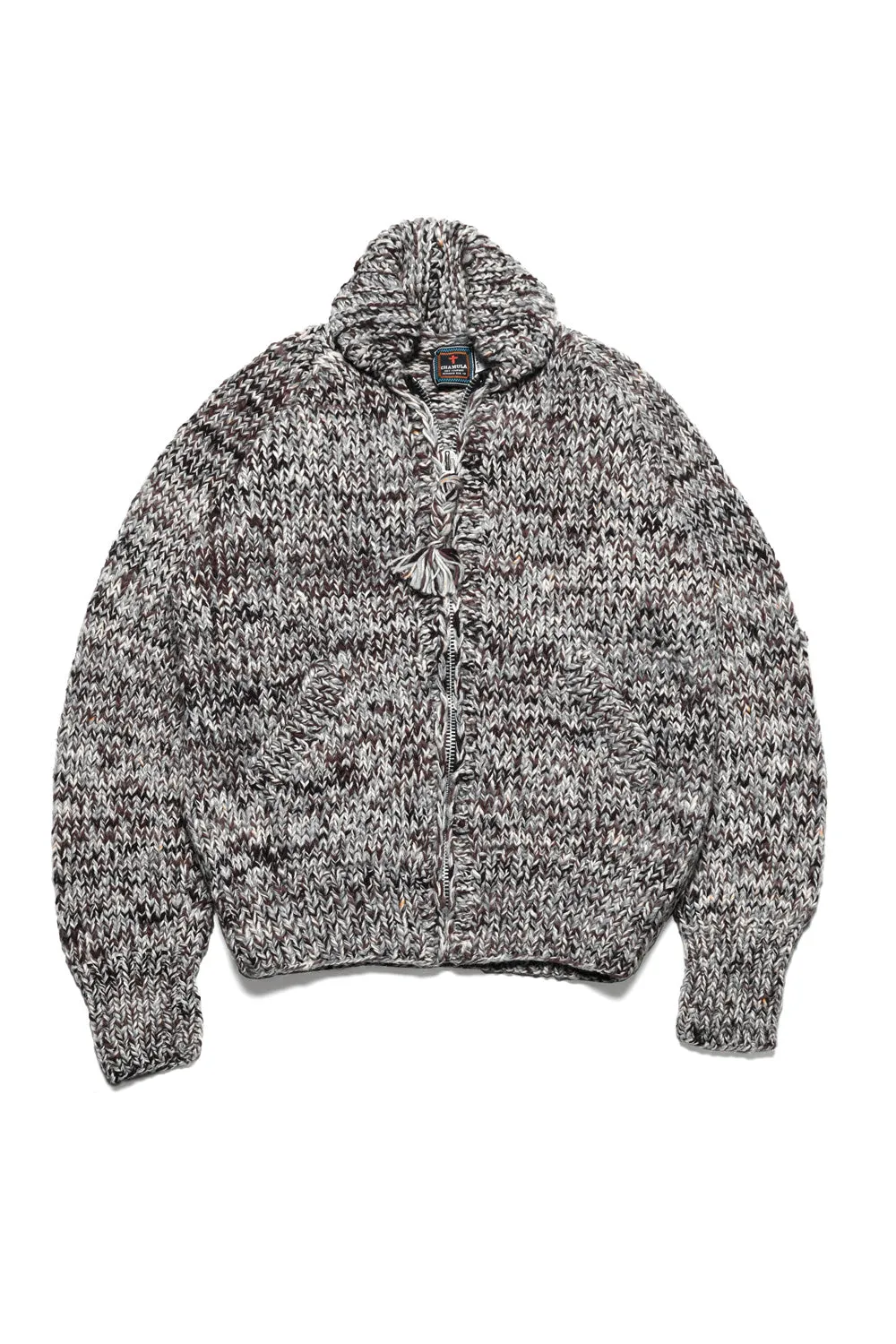 Mix #2 Heather Zipper Cardigan - Brown/Grey Mix sold by Chamula