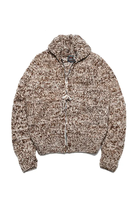 Mix #2 Heather Zipper Cardigan - Brown Mix sold by Chamula