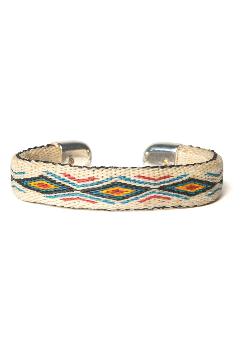 Bendable Horsehair Bracelet - WHT/ TURQ X BLK sold by Chamula