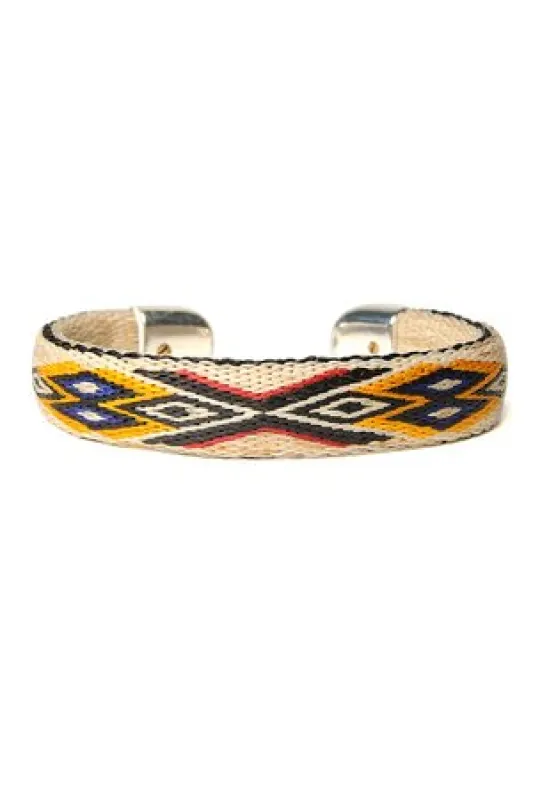Bendable Horsehair Bracelet - WHT/ BLK x YLW sold by Chamula