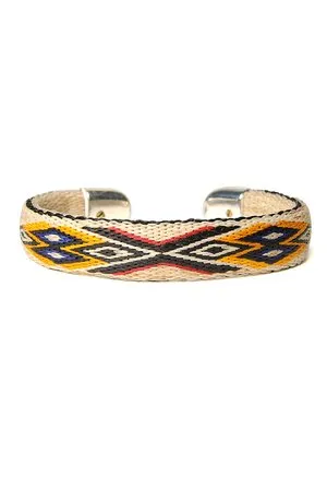 Bendable Horsehair Bracelet - WHT/ BLK x YLW sold by Chamula