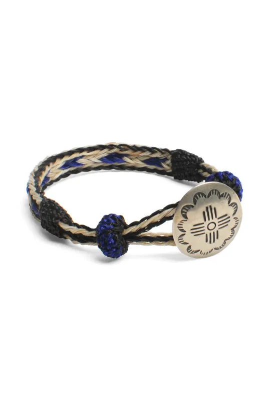 Concho Bracelet - #05-105 BLK X WHT/BLU w/ Concho 105 made by Chamula