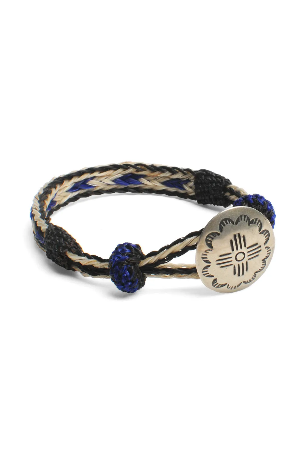 Concho Bracelet - #05-105 BLK X WHT/BLU w/ Concho 105 sold by Chamula