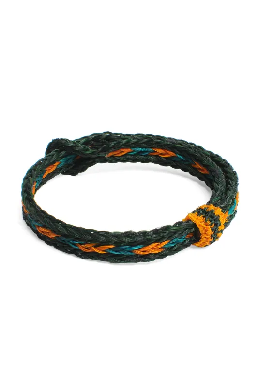 Braided Horsehair Bracelet - #35 GRN/ORG/FOREST sold by Chamula