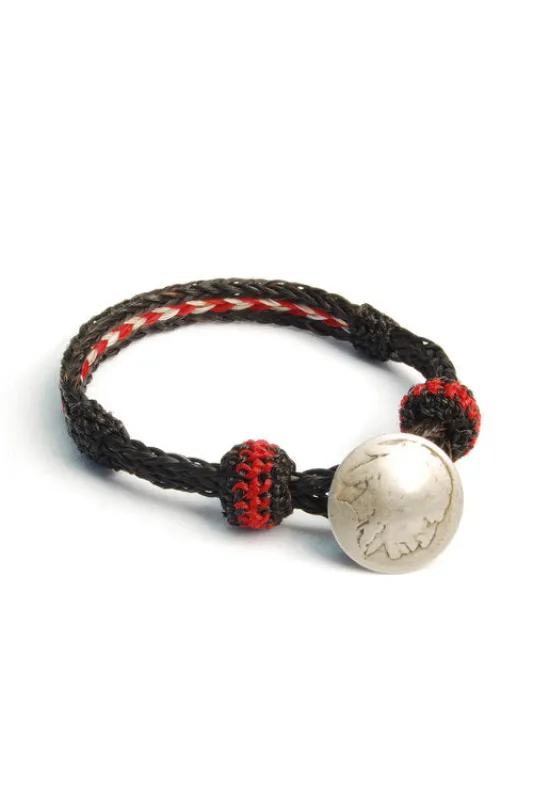 Concho Bracelet - #08 BLK/WHT X RED made by Chamula