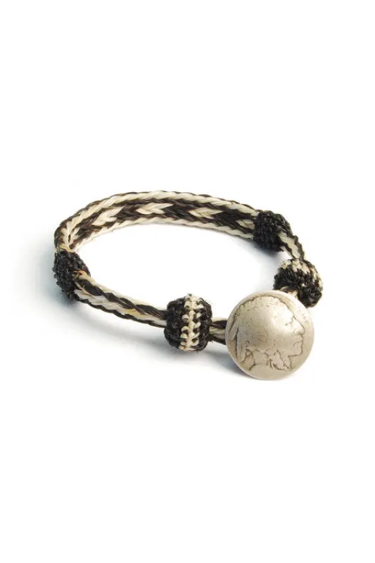 Concho Bracelet - #04 BLK X WHT/NAT made by Chamula