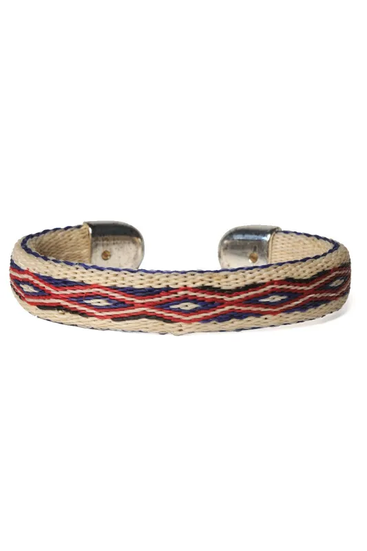 Bendable Horsehair Bracelet - WHT / RED X BLU sold by Chamula