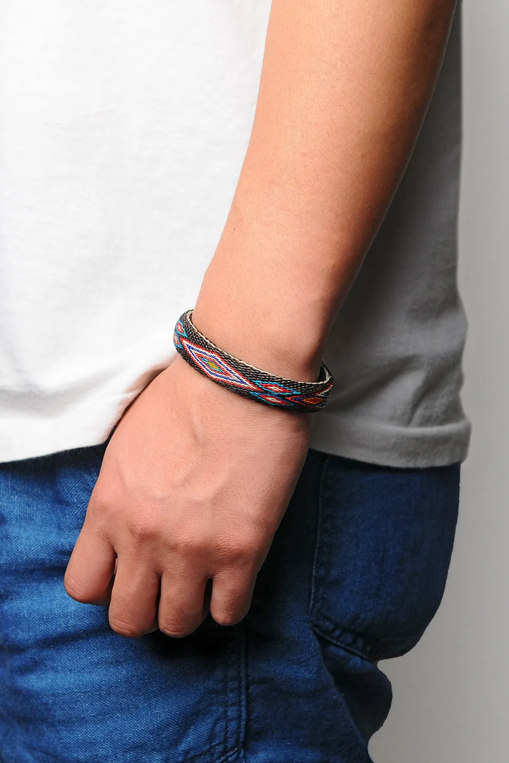 Bendable Horsehair Bracelet - BLK / TURQ x RED sold by Chamula product image thumbnail 2