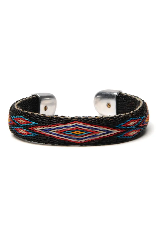 Bendable Horsehair Bracelet - BLK / TURQ x RED sold by Chamula