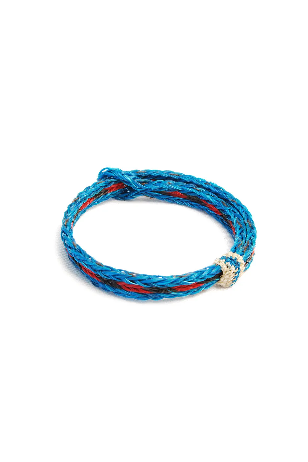 Braided Horsehair Bracelet - #16 RED/BLK/TURQ sold by Chamula